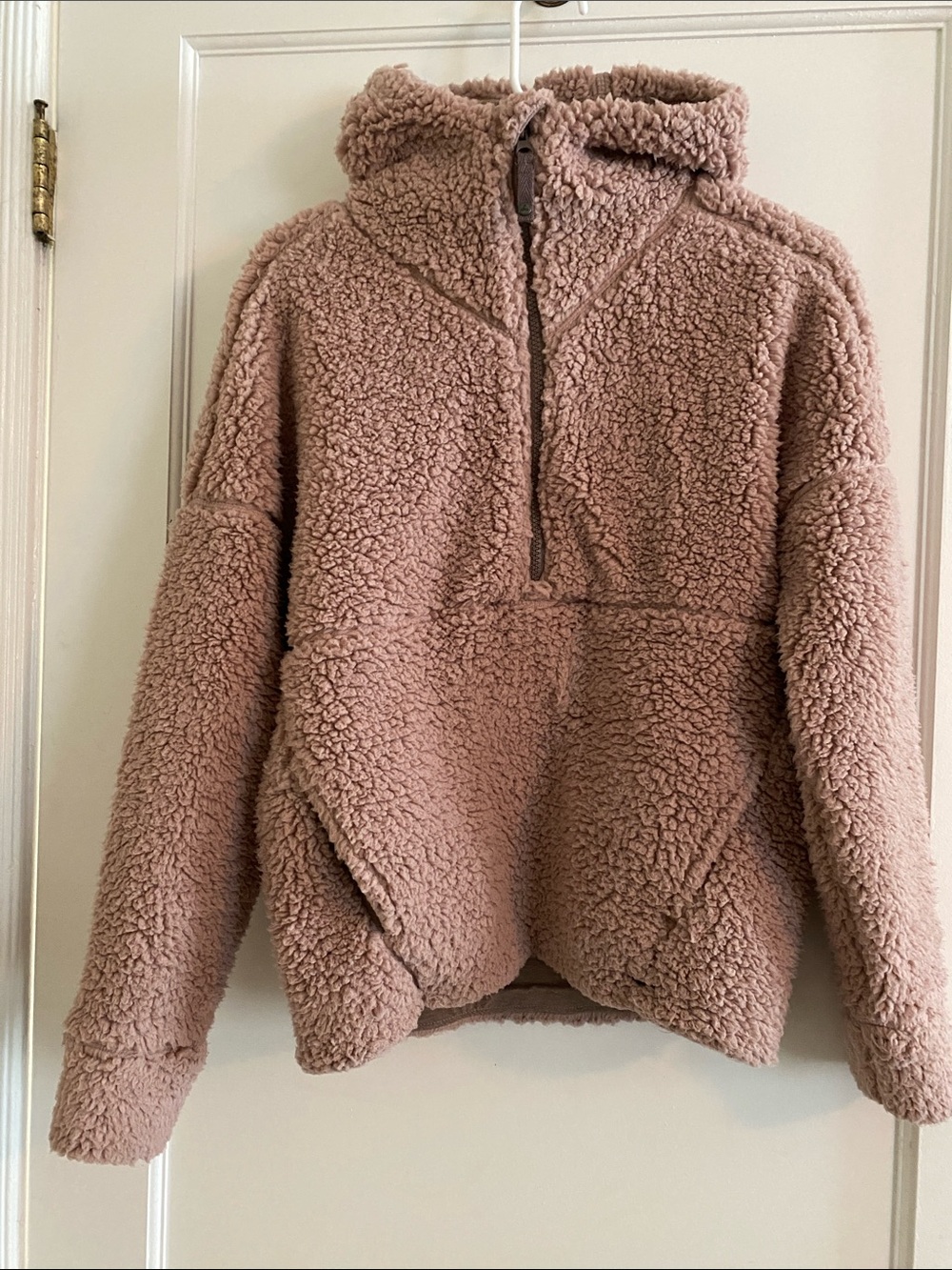 PrAna Permafrost Half Zip Sherpa Jacket Pullover High Pile Fleece Khaki Rose XS